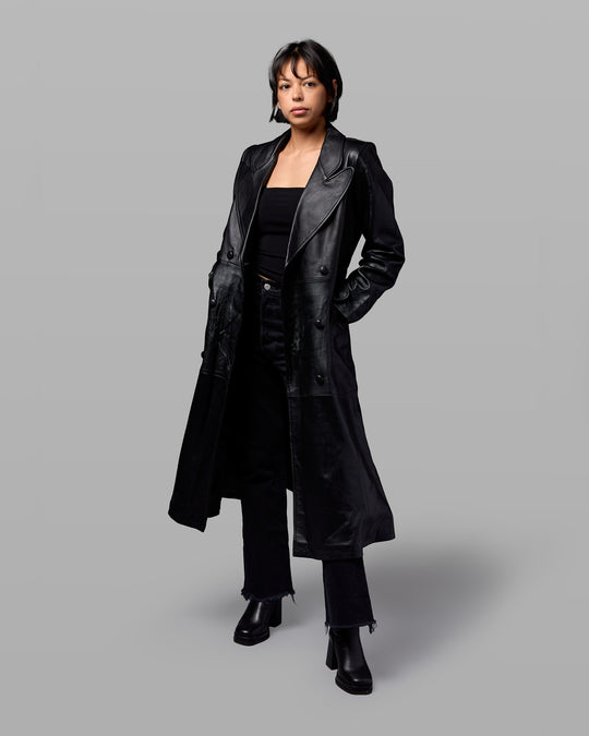 Tracer Leather Trench Coat