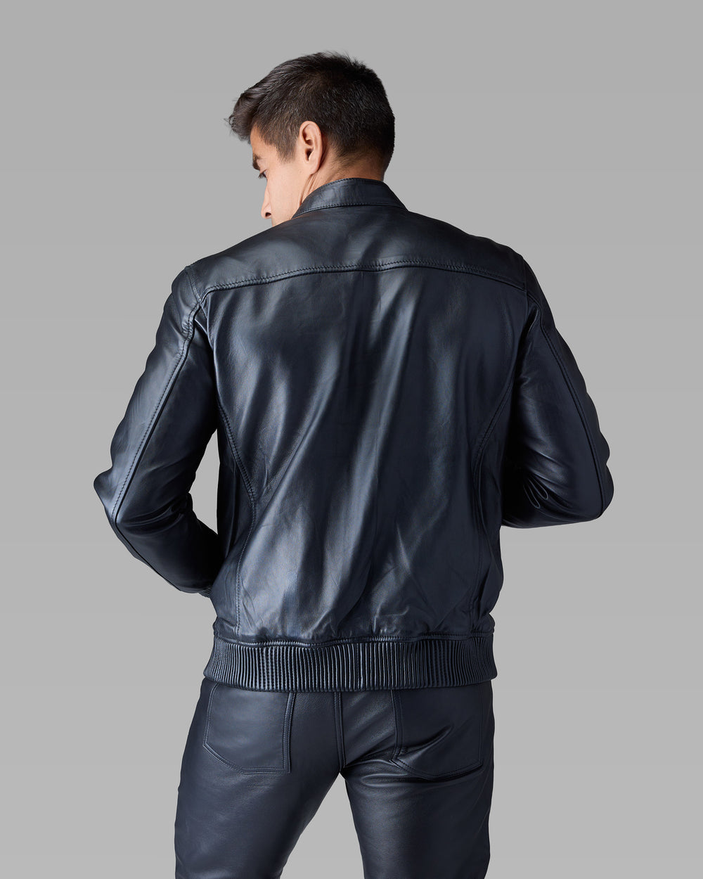 Apex black leather racer jacket by Leopardi Apparel
