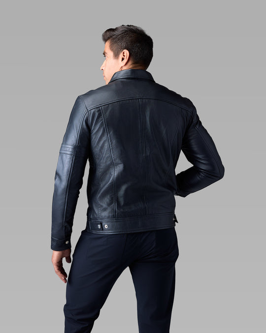 Viper black leather jacket by Leopardi Apparel