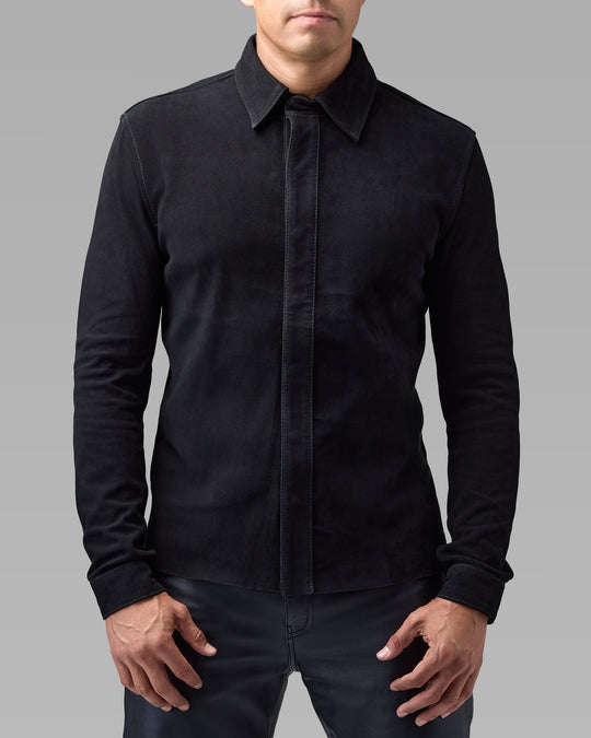 Canopy black suede shirt by Leopardi Apparel