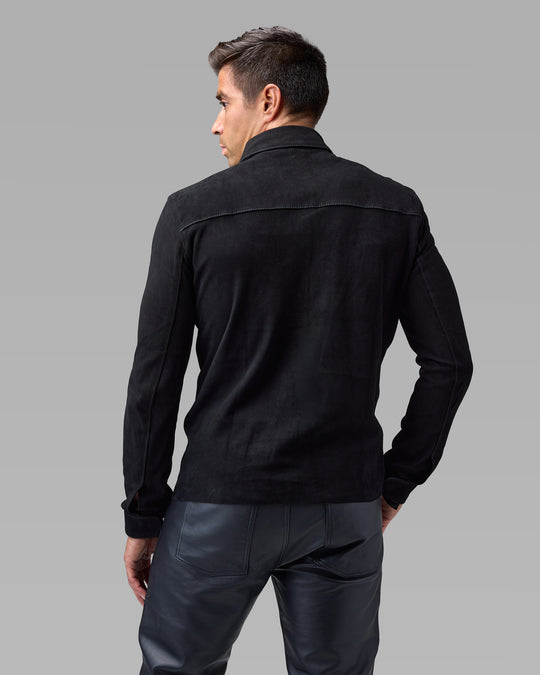 Canopy black suede shirt by Leopardi Apparel