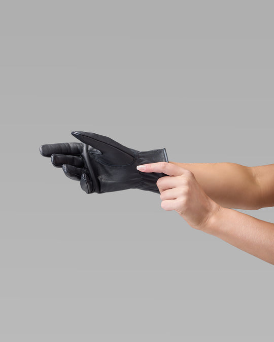 Volt fitted black leather gloves by Leopardi Apparel